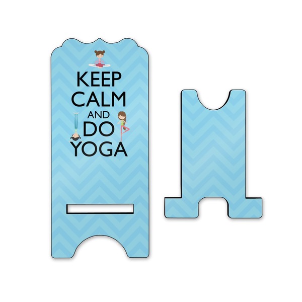 Keep Calm & Do Yoga Stylized Phone Stand - Front & Back - Small