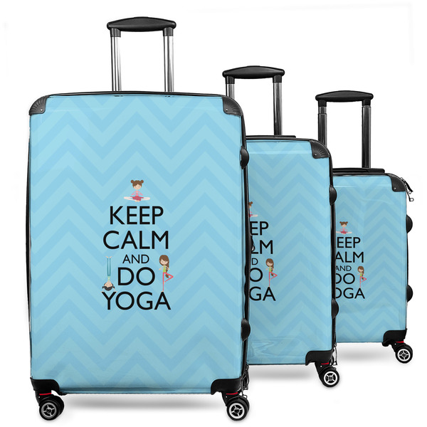Custom Keep Calm & Do Yoga 3 Piece Luggage Set - 20" Carry On, 24" Medium Checked, 28" Large Checked