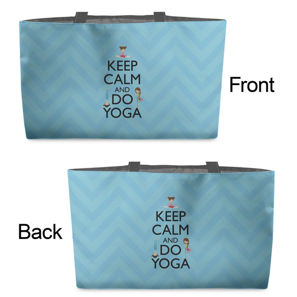 Keep Calm & Do Yoga Tote w/Black Handles - Front & Back Views