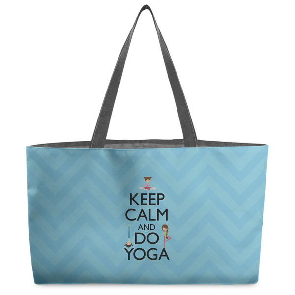 Custom Keep Calm & Do Yoga Beach Totes Bag - w/ Black Handles