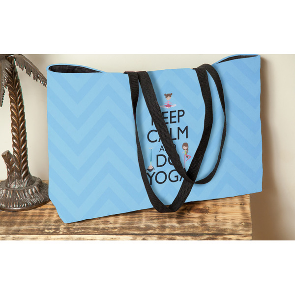 Keep Calm & Do Yoga Tote w/Black Handles - Lifestyle View