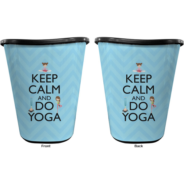 Keep Calm & Do Yoga Trash Can Black - Front and Back - Apvl