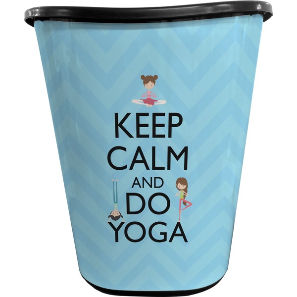 Custom Keep Calm & Do Yoga Waste Basket - Single Sided (Black)