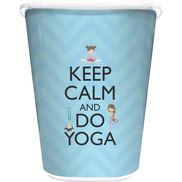 Custom Keep Calm & Do Yoga Waste Basket - Double Sided (White)