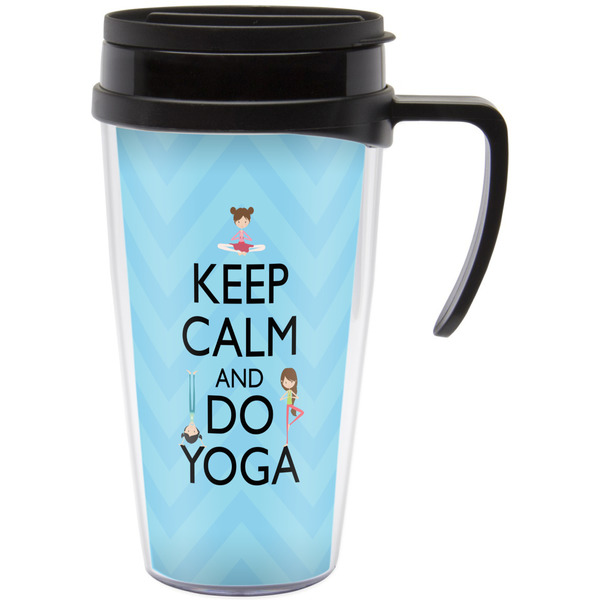 Custom Keep Calm & Do Yoga Acrylic Travel Mug with Handle