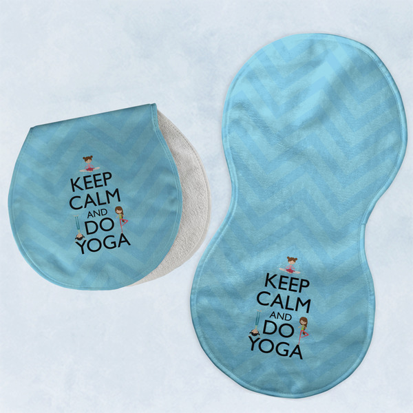Custom Keep Calm & Do Yoga Burp Pads - Velour - Set of 2