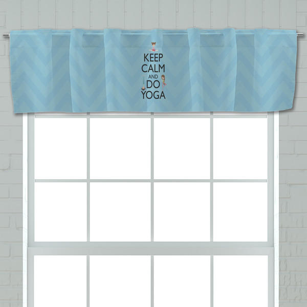 Keep Calm & Do Yoga Valance - Closeup on window