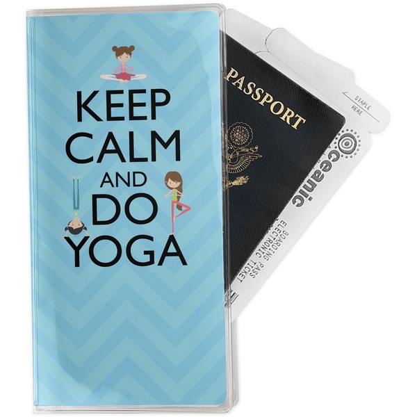 Custom Keep Calm & Do Yoga Travel Document Holder