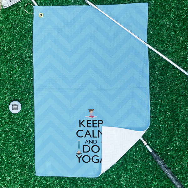 Keep Calm & Do Yoga Waffle Weave Golf Towel - In Context