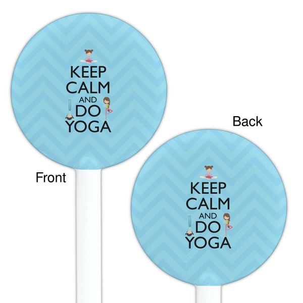 Keep Calm & Do Yoga White Plastic 5.5" Stir Stick - Double Sided - Round - Front & Back