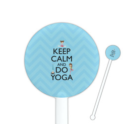 Keep Calm & Do Yoga 5.5" Round Plastic Stir Sticks - White - Single Sided