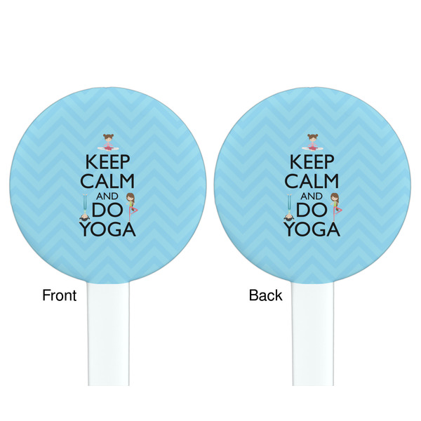 Keep Calm & Do Yoga White Plastic 7" Stir Stick - Double Sided - Round - Front & Back