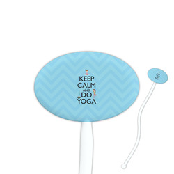 Keep Calm & Do Yoga 7" Oval Plastic Stir Sticks - White - Single Sided