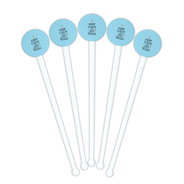 Keep Calm & Do Yoga White Plastic 7" Stir Stick - Round - Fan View