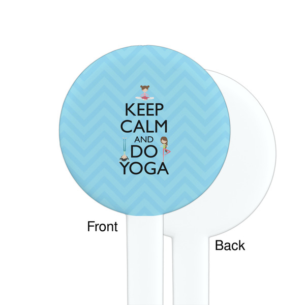 Keep Calm & Do Yoga White Plastic 7" Stir Stick - Single Sided - Round - Front & Back