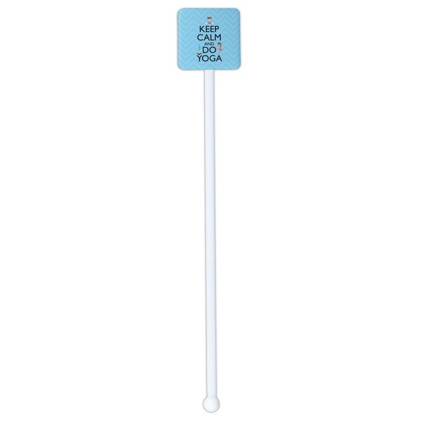 Keep Calm & Do Yoga White Plastic Stir Stick - Single Sided - Square - Single Stick