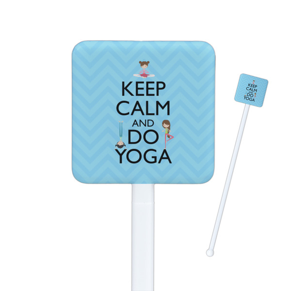 Custom Keep Calm & Do Yoga Square Plastic Stir Sticks