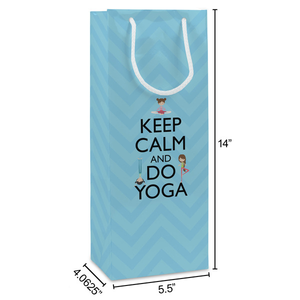 Keep Calm & Do Yoga Wine Gift Bag - Dimensions