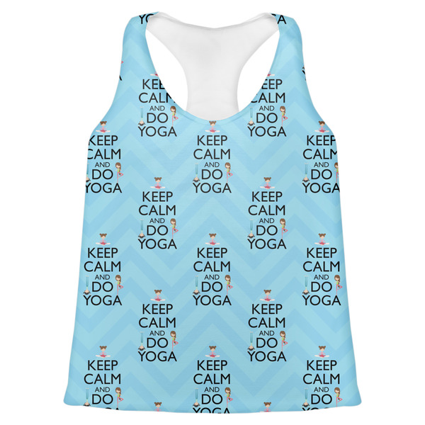 Custom Keep Calm & Do Yoga Womens Racerback Tank Top - X Large