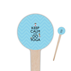 Keep Calm & Do Yoga 4" Round Wooden Food Picks - Single Sided