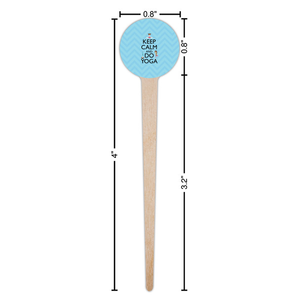Keep Calm & Do Yoga Wooden 4" Food Pick - Round - Dimensions