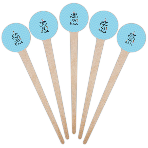 Keep Calm & Do Yoga Wooden 4" Food Pick - Round - Fan View