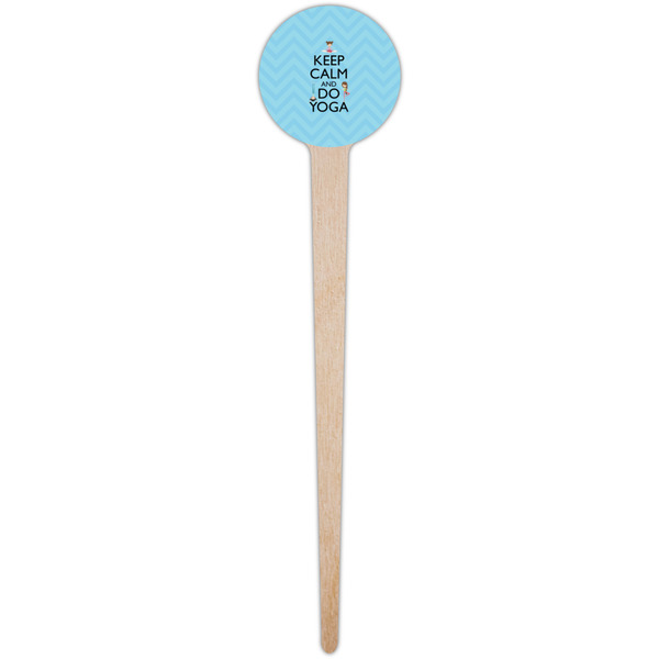 Keep Calm & Do Yoga Wooden 4" Food Pick - Round - Single Pick