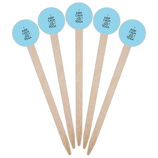 Keep Calm & Do Yoga Wooden 6" Food Pick - Round - Fan View