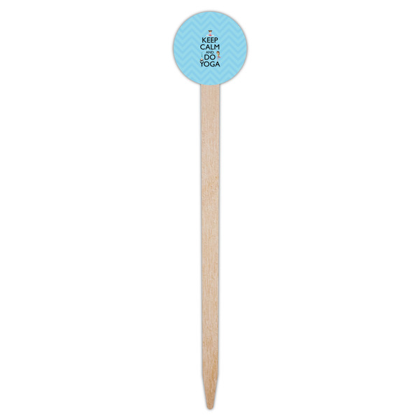 Keep Calm & Do Yoga Wooden 6" Food Pick - Round - Single Pick