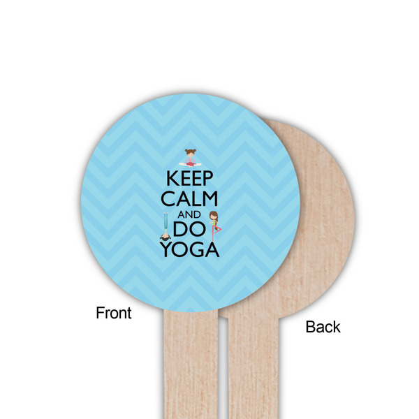 Keep Calm & Do Yoga Wooden 6" Food Pick - Round - Single Sided - Front & Back