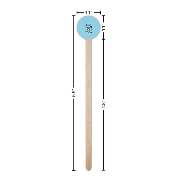 Keep Calm & Do Yoga Wooden 6" Stir Stick - Round - Dimensions