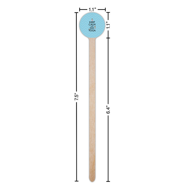 Keep Calm & Do Yoga Wooden 7.5" Stir Stick - Round - Dimensions