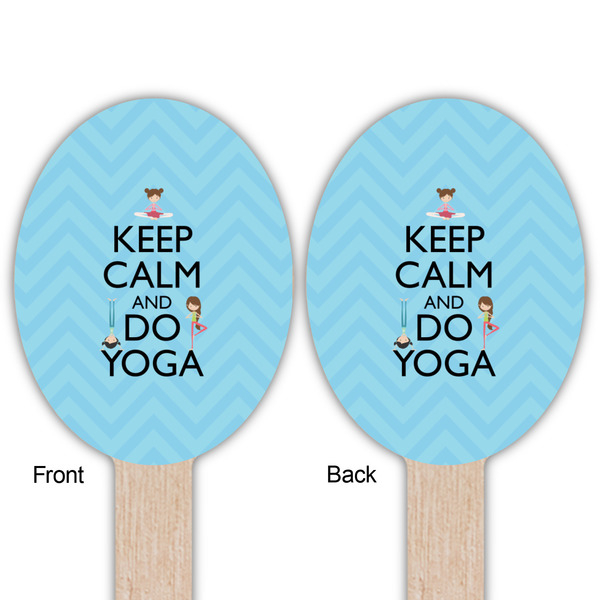 Keep Calm & Do Yoga Wooden Food Pick - Oval - Double Sided - Front & Back