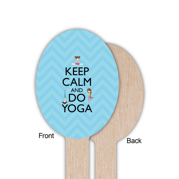 Keep Calm & Do Yoga Wooden Food Pick - Oval - Single Sided - Front & Back