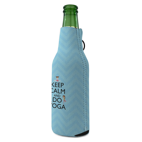 Keep Calm & Do Yoga Zipper Bottle Cooler - ANGLE (bottle)