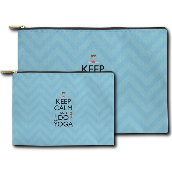 Keep Calm & Do Yoga Zippered Pouches - Size Comparison