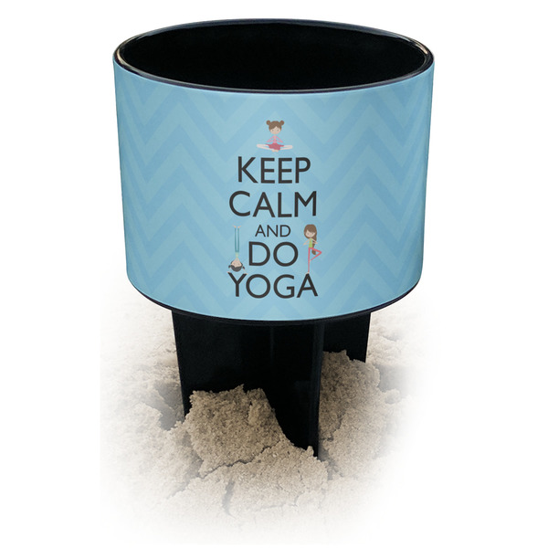 Custom Keep Calm & Do Yoga Black Beach Spiker Drink Holder