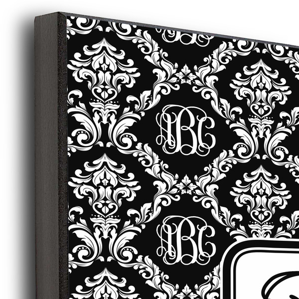 Monogrammed Damask 11x14 Wood Print - Closeup