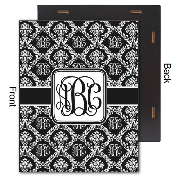 Monogrammed Damask 11x14 Wood Print - Front & Back View