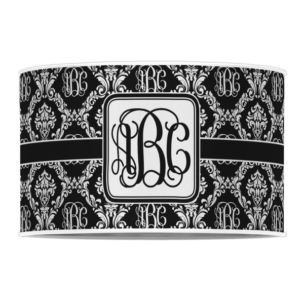 Monogrammed Damask 12" Drum Lampshade - FRONT (Poly Film)