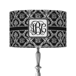 Monogrammed Damask 12" Drum Lamp Shade - Fabric