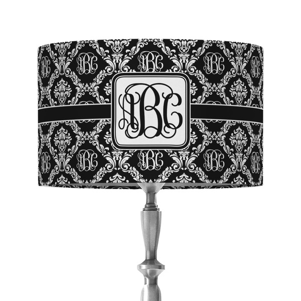 Custom Monogrammed Damask 12" Drum Lamp Shade - Fabric