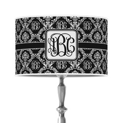 Monogrammed Damask 12" Drum Lamp Shade - Poly-film