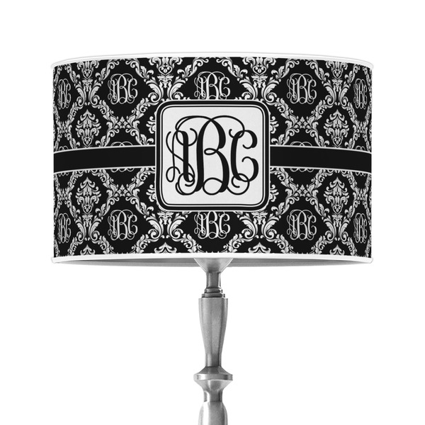 Custom Monogrammed Damask 12" Drum Lamp Shade - Poly-film