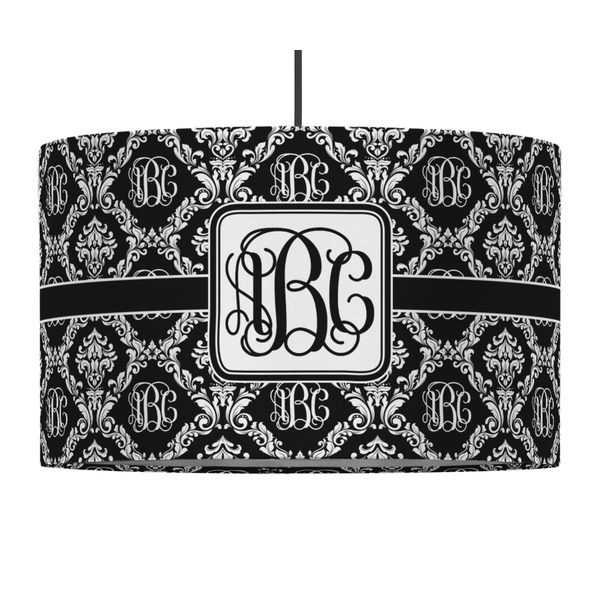 Monogrammed Damask 12" Drum Lampshade - PENDANT (Fabric)