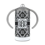 Monogrammed Damask 12 oz Stainless Steel Sippy Cup