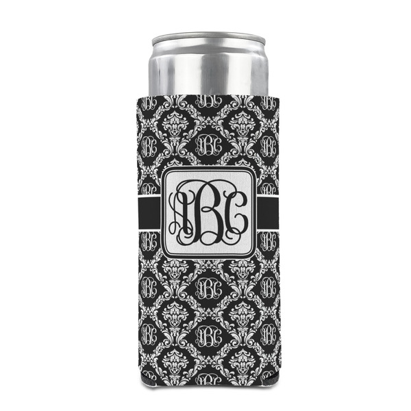 Monogrammed Damask 12oz Tall Can Sleeve - FRONT (on can)