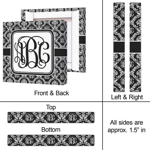 Monogrammed Damask 12x12 - Canvas Print - Approval