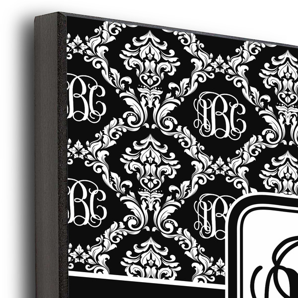 Monogrammed Damask 12x12 Wood Print - Closeup
