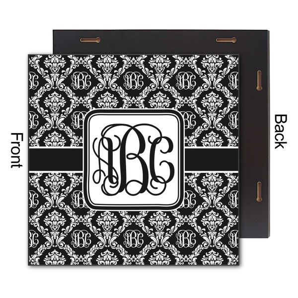 Monogrammed Damask 12x12 Wood Print - Front & Back View